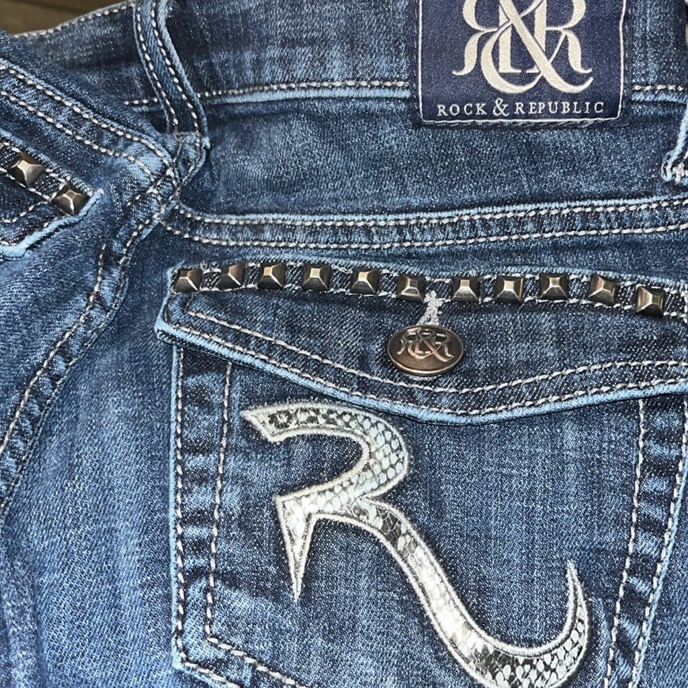 Rock Republic Womens Blue Studded Flare Jeans‎ - Picture 10 of 12